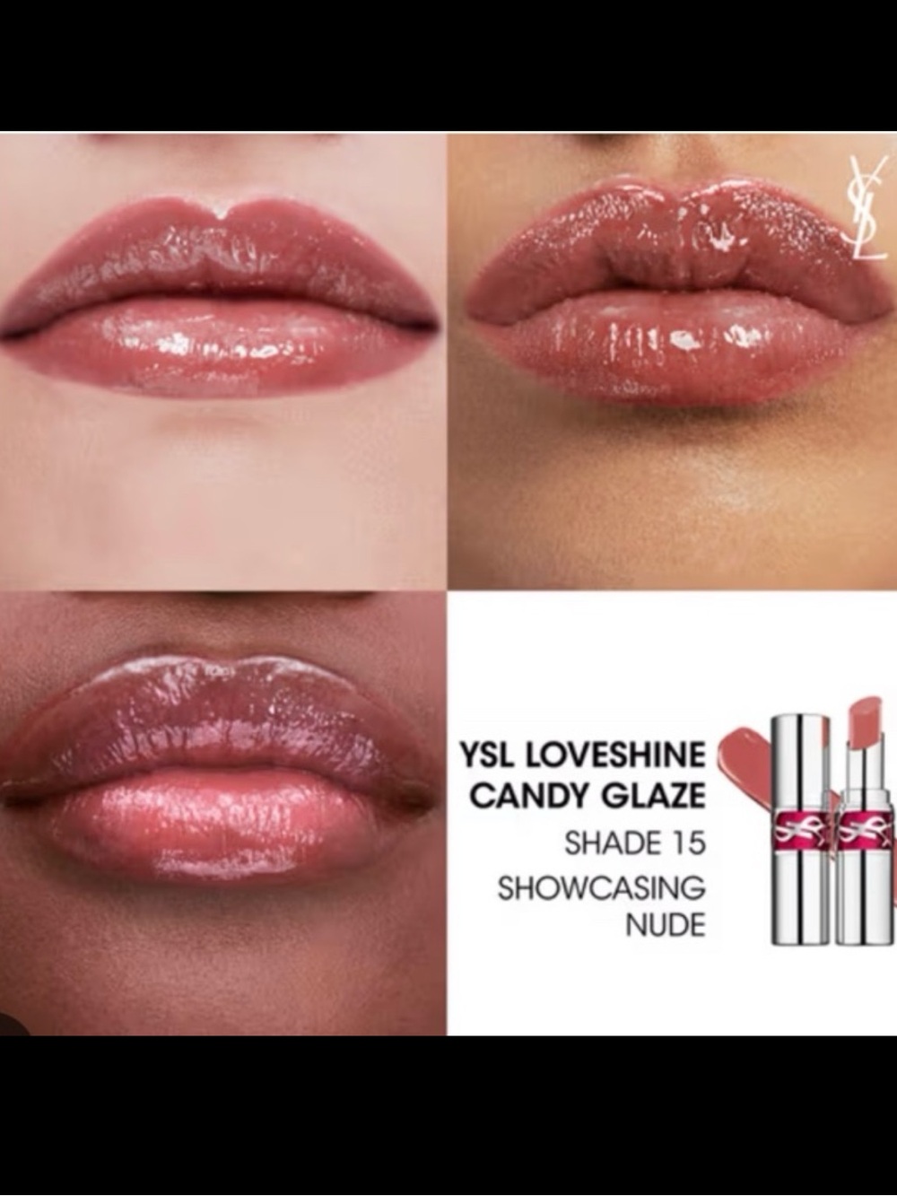 YSL Candy Glaze Loveshine Lipgloss Lip Balm Showcasing Nude 15 BNIB